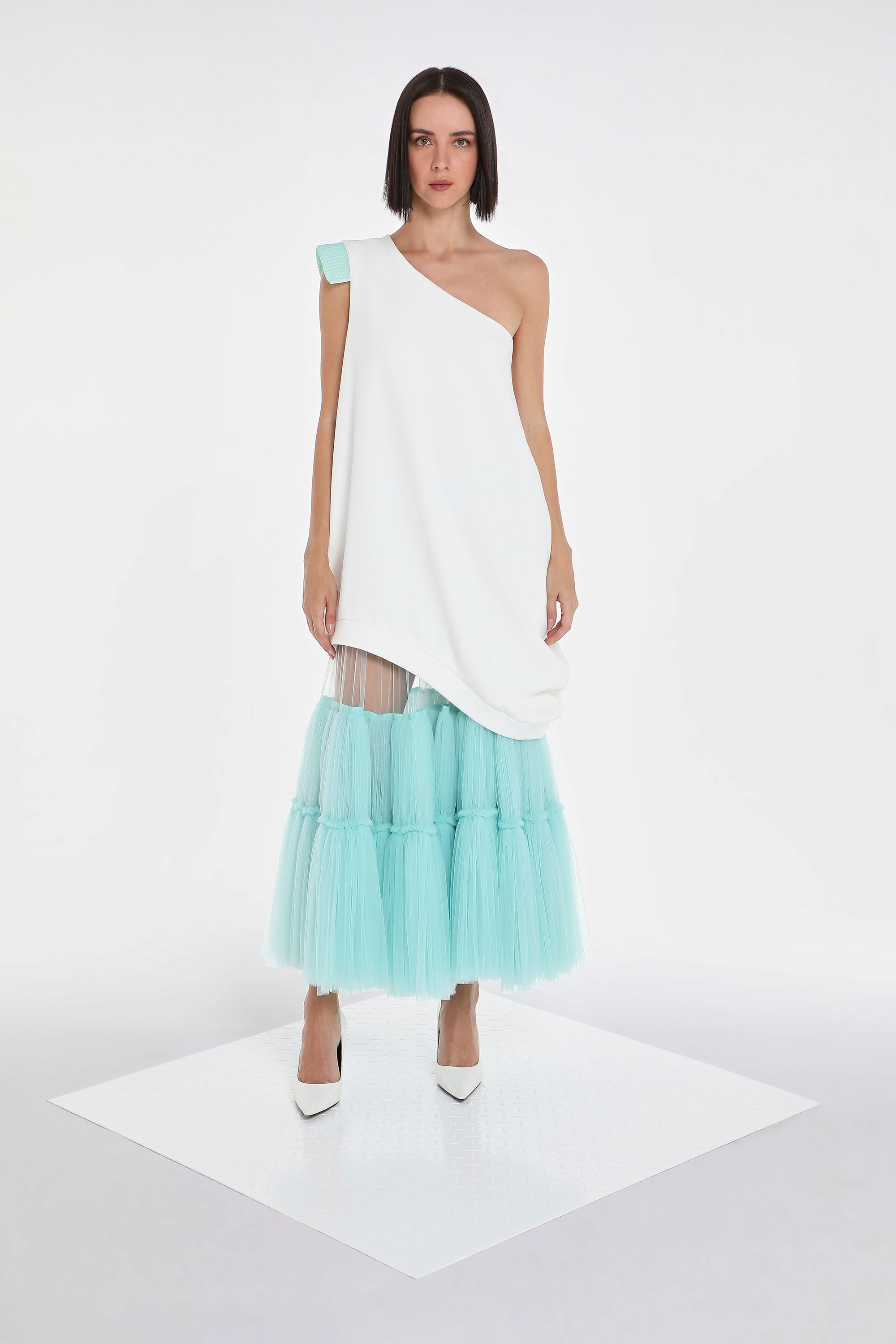 one shoulder padded dress Asymmetric One Shoulder Draped Padded Maxi Dress