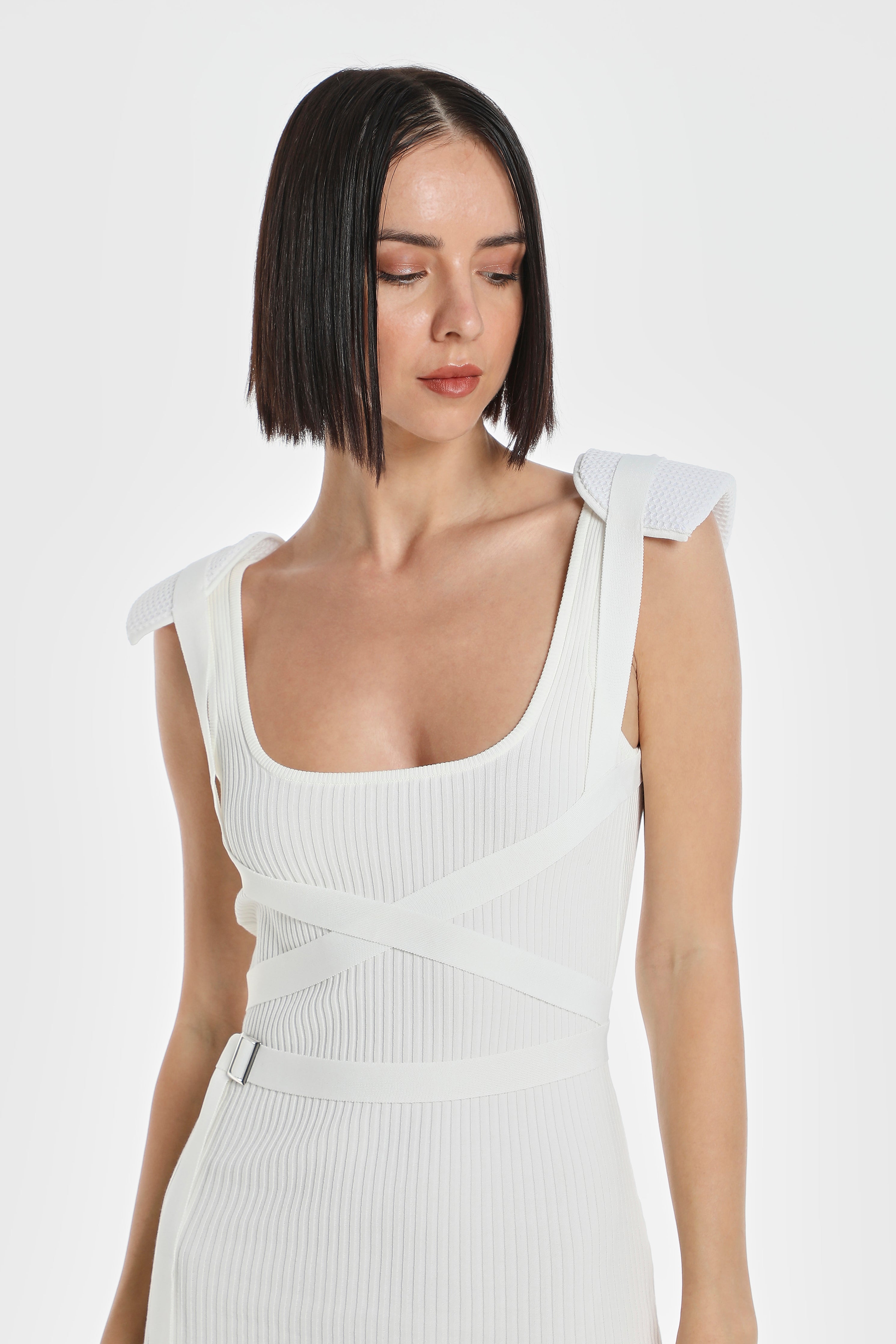 HARNESS KNIT DRESS W/ SHOULDER PADS – BLSSD