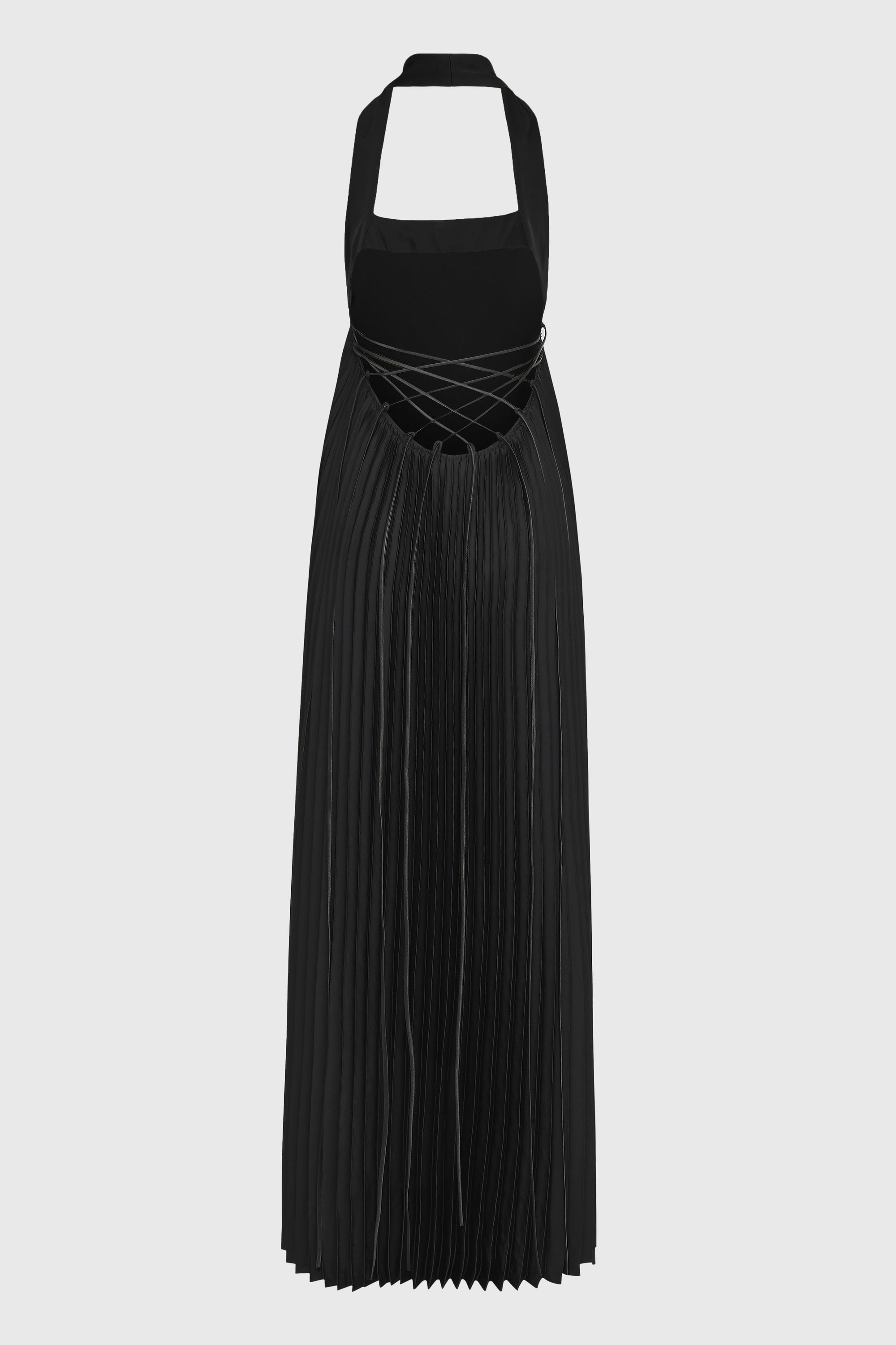 HALTER ACCENT PLEATED DRESS