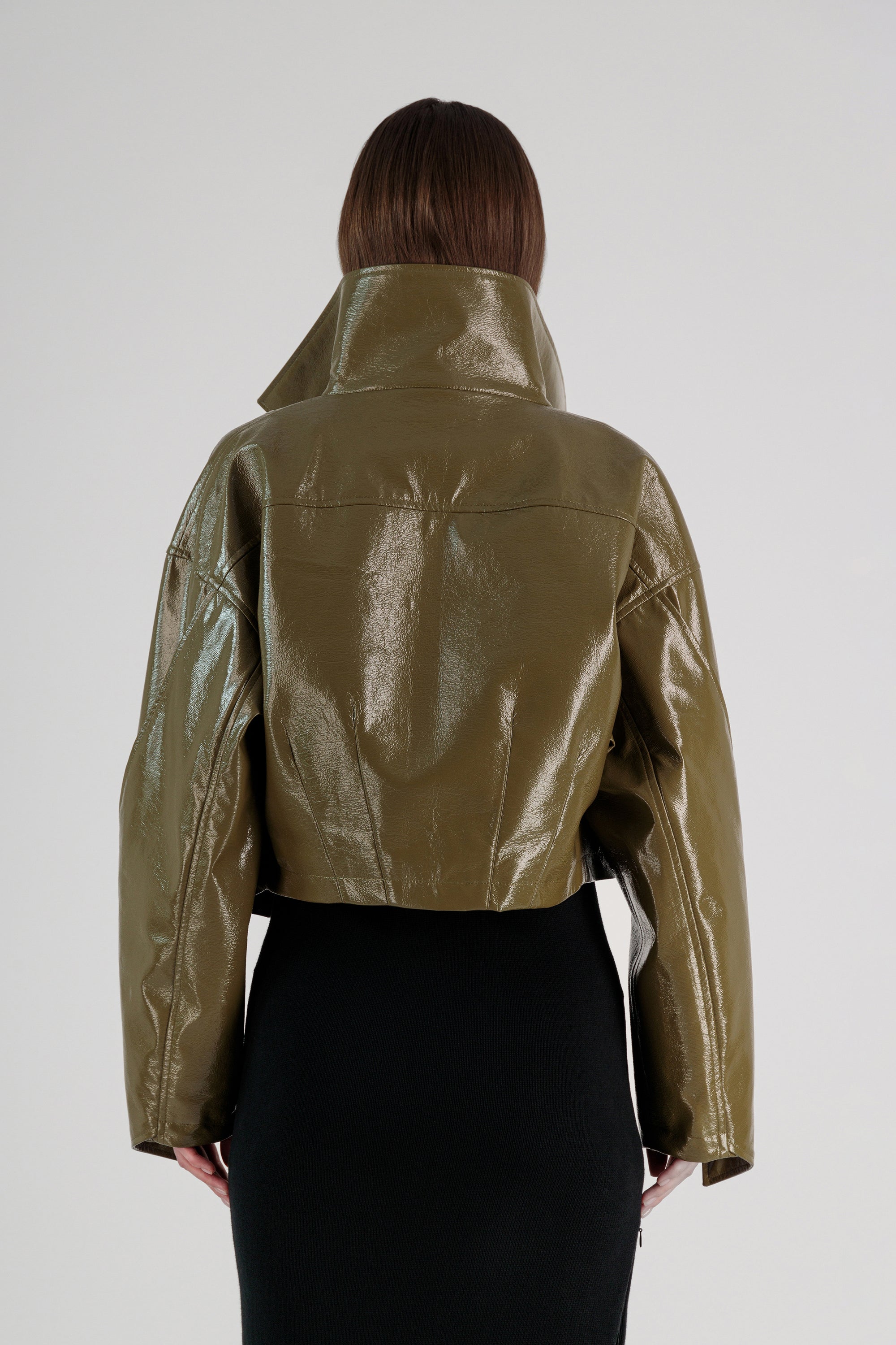 VEGAN LEATHER BIKER JACKET W/ CHUNKY ZIPPERS
