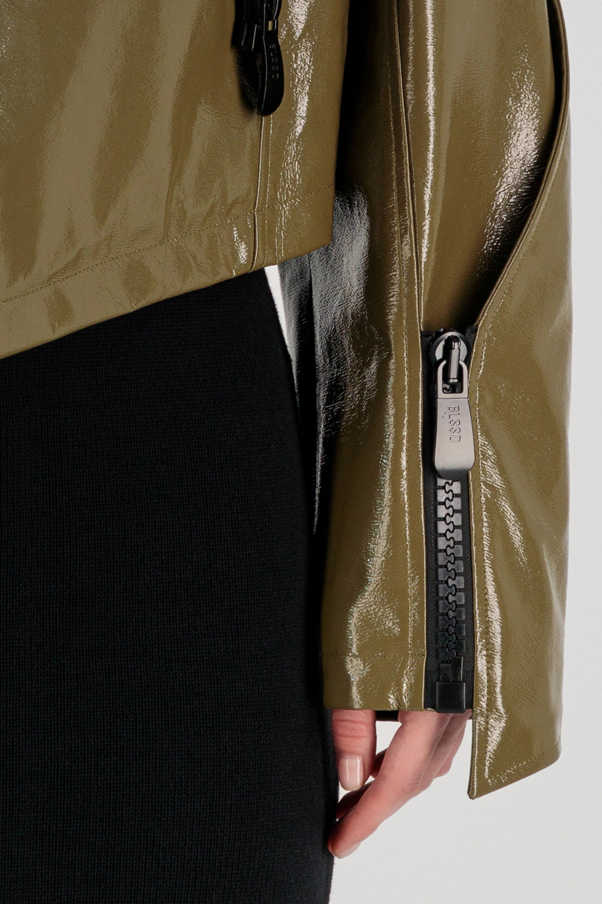 VEGAN LEATHER BIKER JACKET W/ CHUNKY ZIPPERS