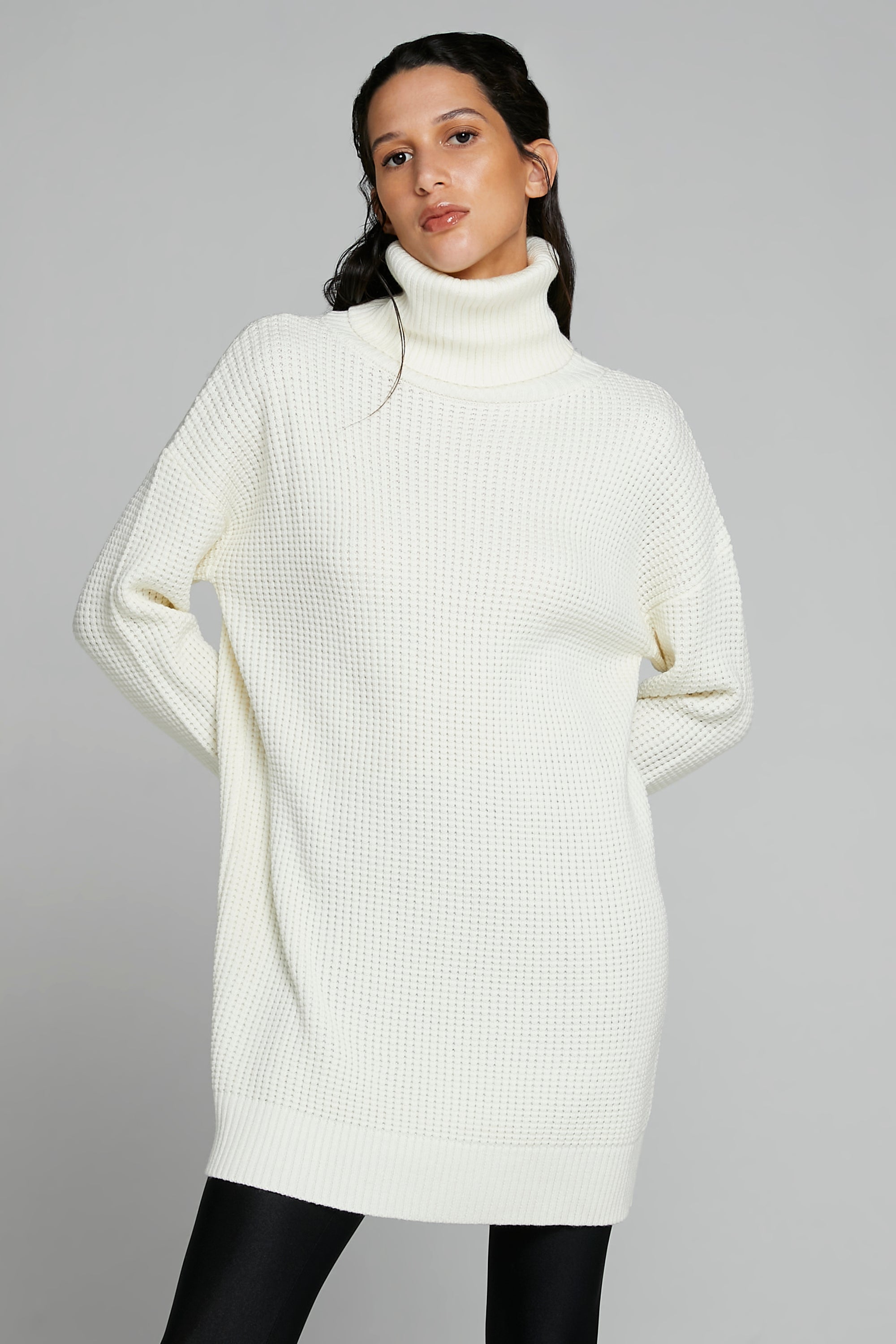 PAG TURTLENECK KNIT SWEATER DRESS BLSSD PAG TURTLENECK KNIT SWEATER DRESS BLSSD