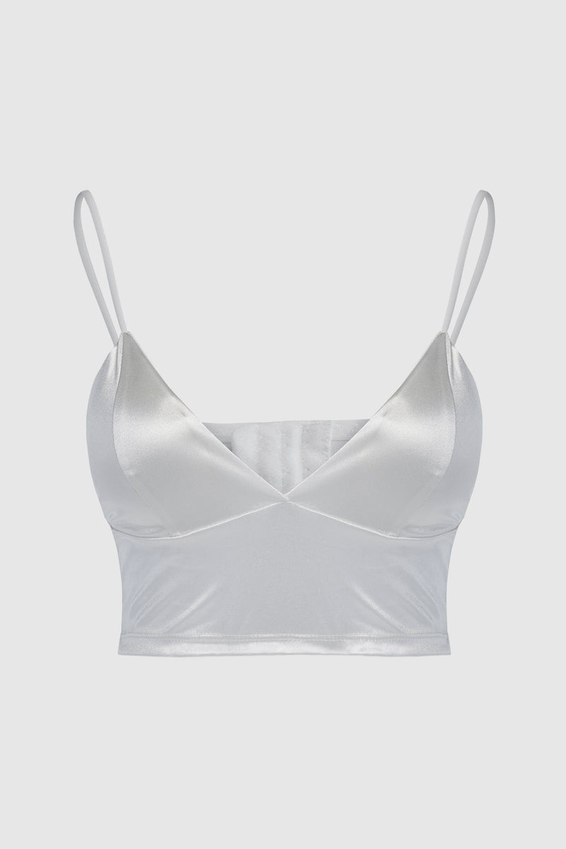 Satin Triangle Bralette Fearlessly Soft, White