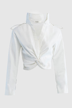 CROPPED TWILL SHIRT WITH FRONT TWIST