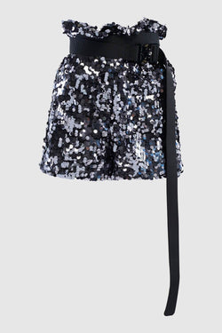 SEQUIN SHORTS WITH HARDWARE BELT