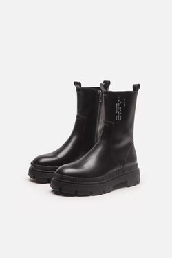 TOKYO VEGAN LEATHER CHUNKY BOOTS